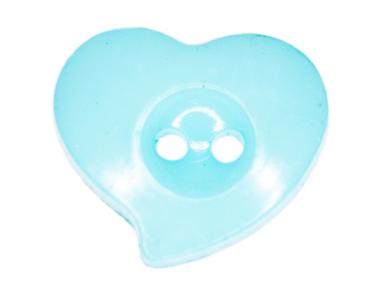 Botón infantil como corazon de plástico en azul claro 13 mm 0,51 inch